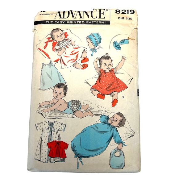 Advance Vintage 1950's Pattern #8219 Infant Layette One Size - Picture 1 of 7